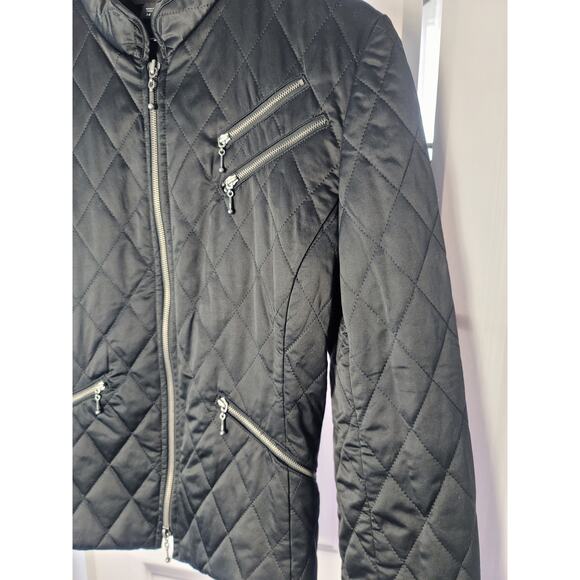 EXPRESS BLACK QUILTED ZIPPER DETAIL WOMEN'S MOTO JACKET - 14 JUNIORS (M) WOMENS - Picture 5 of 9